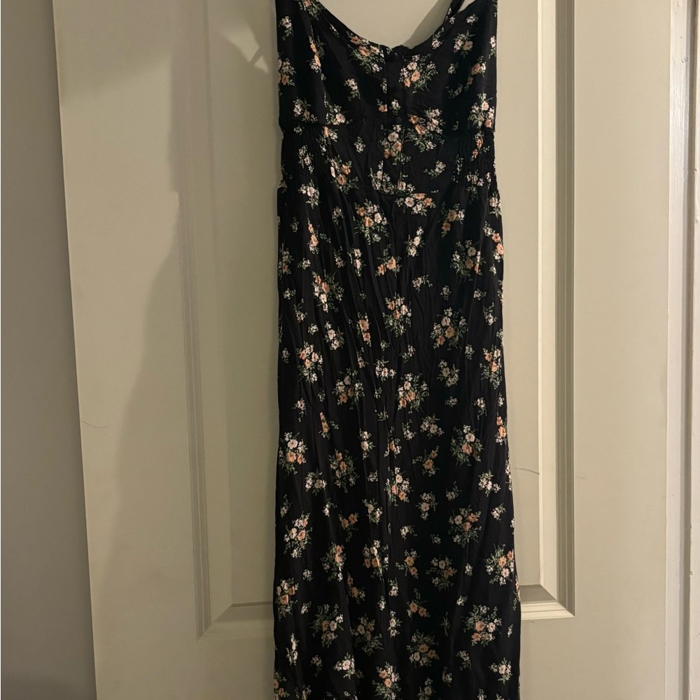 Floral Black Backless Dress
